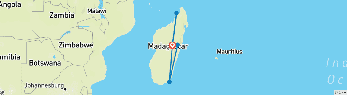 Karte mit der Reiseroute