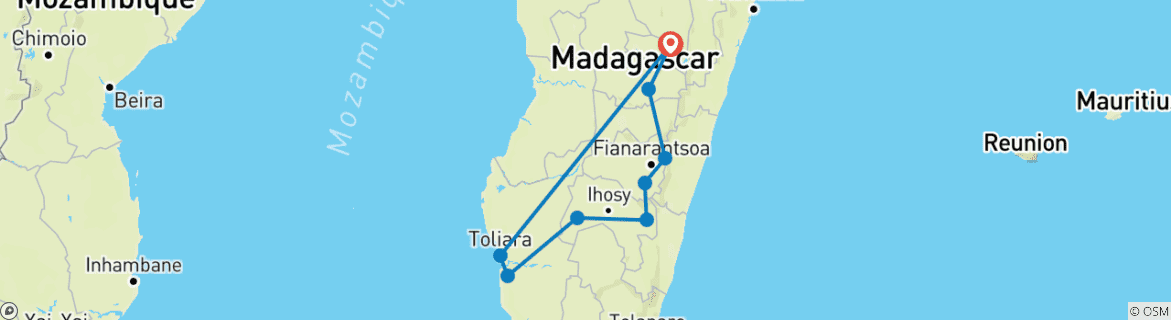 Karte mit der Reiseroute