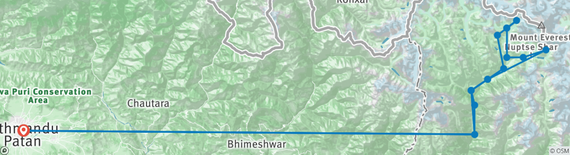 Karte mit der Reiseroute