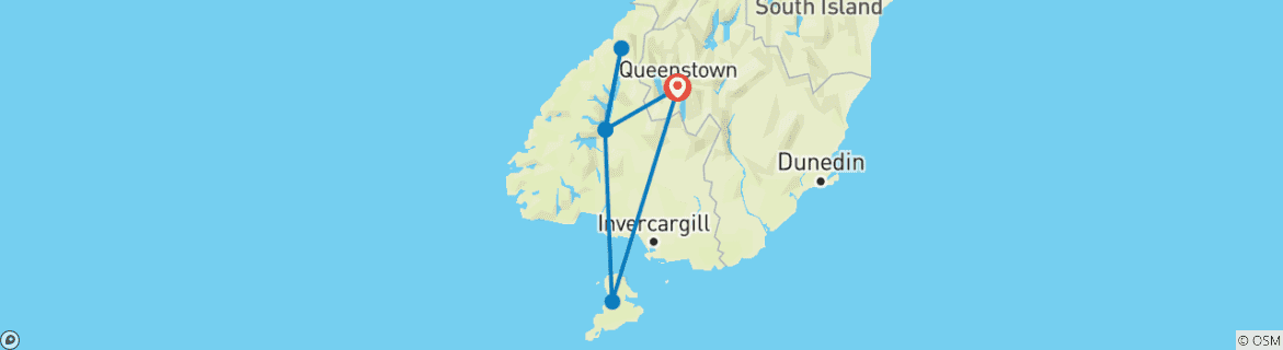 Carte du circuit Boucle sud de Queenstown