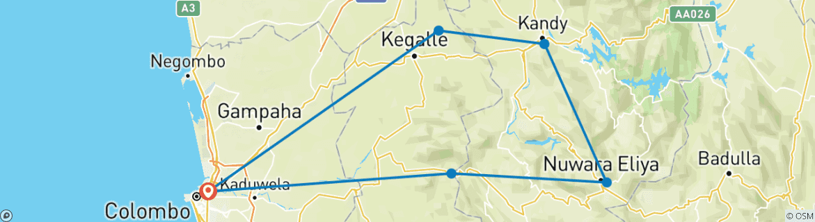 Karte mit der Reiseroute