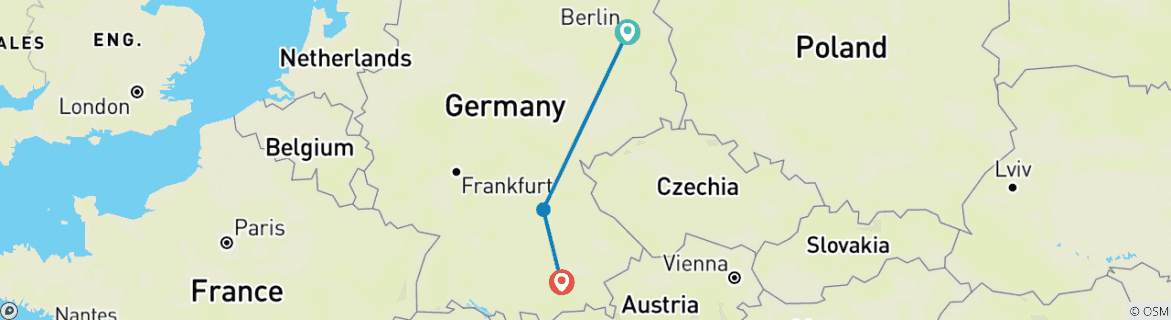 Karte mit der Reiseroute