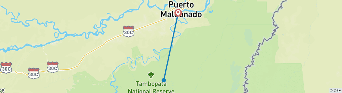 Kaart van 4 dagen 3 nachten - Peruaanse Tambopata Jungle