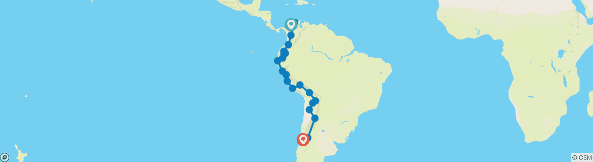 Image d'une carte montrant l'itinéraire du circuit