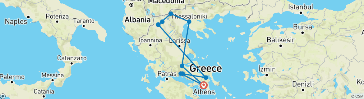 Foto van een kaart met de route van de rondreis