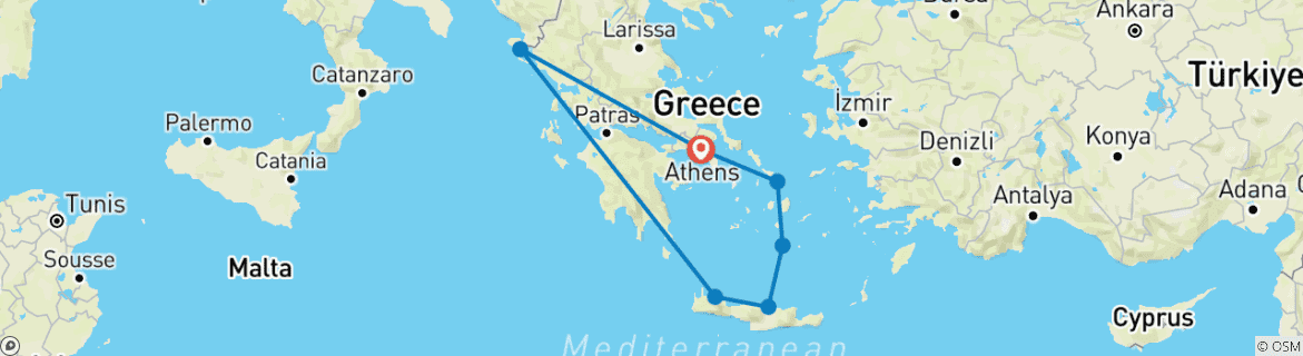 Karte mit der Reiseroute