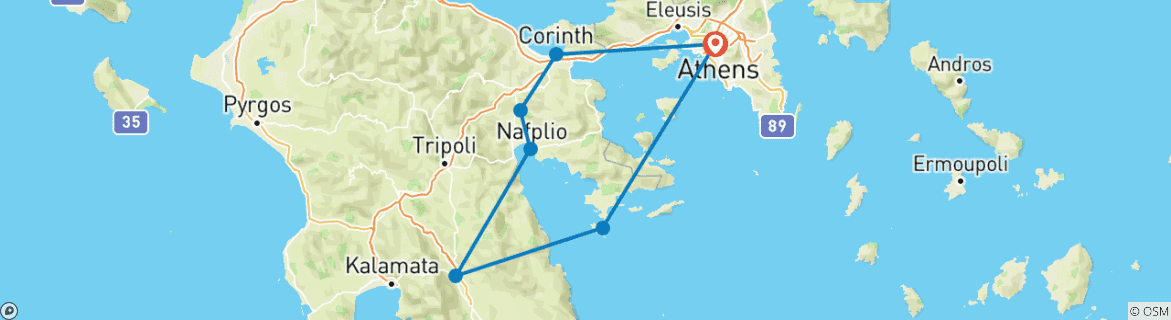 Image d'une carte montrant l'itinéraire du circuit