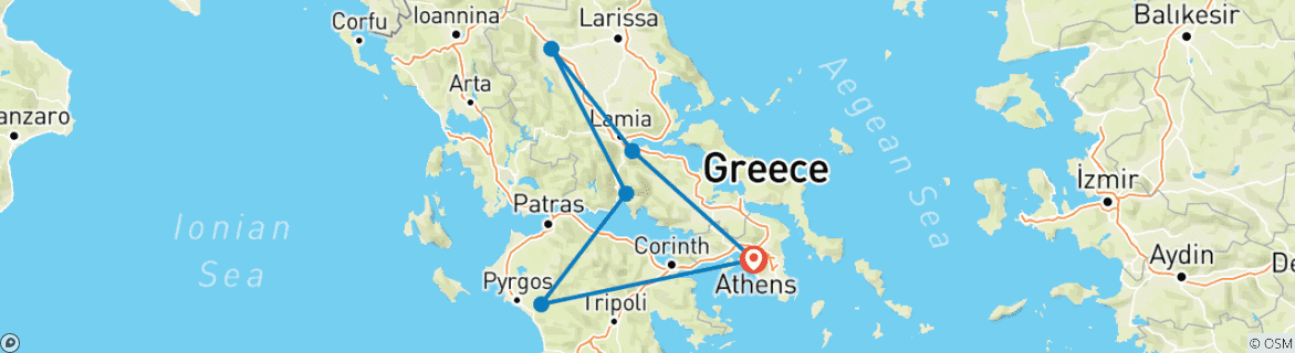 Image d'une carte montrant l'itinéraire du circuit