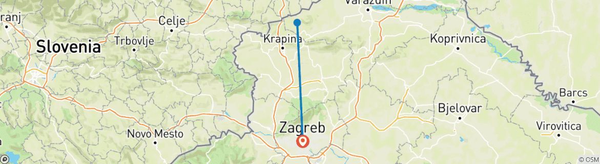 Karte mit der Reiseroute