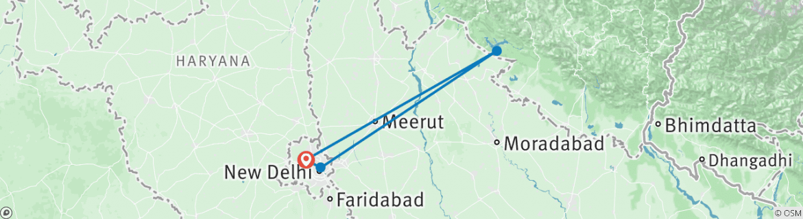 Karte mit der Reiseroute
