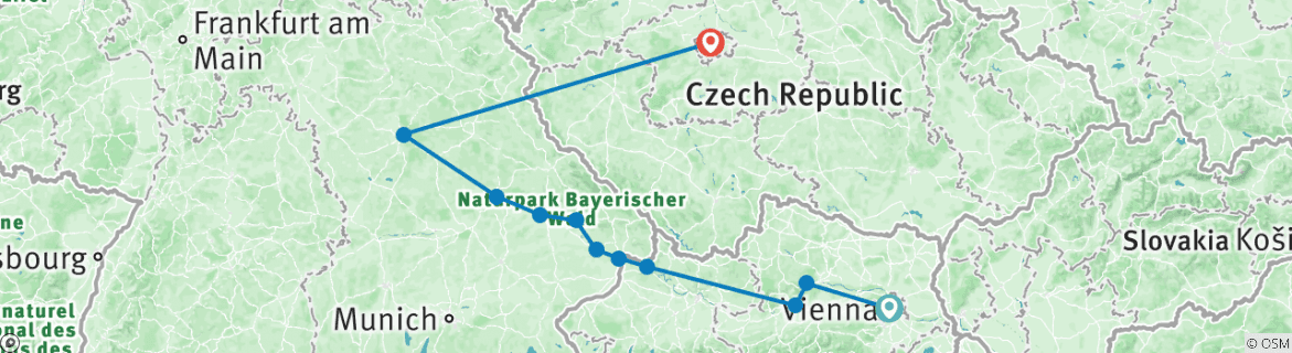 Karte mit der Reiseroute