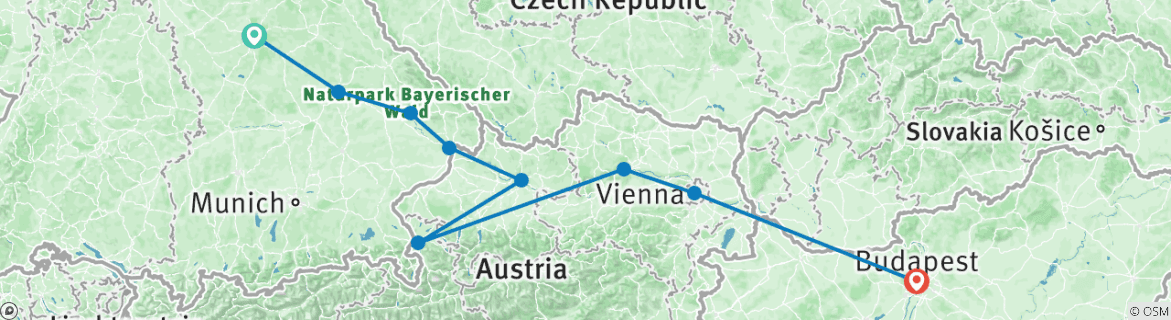 Karte mit der Reiseroute