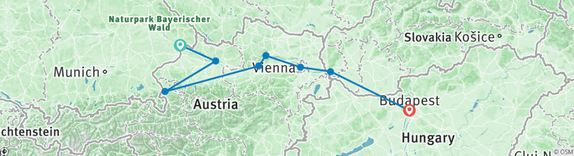 Karte mit der Reiseroute