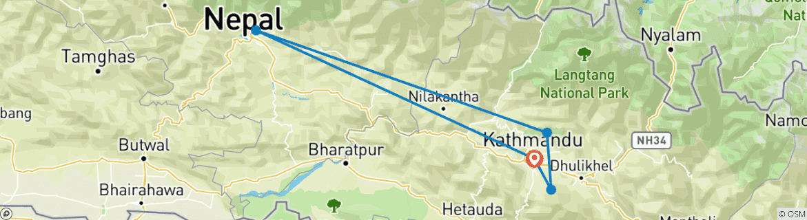 Karte mit der Reiseroute