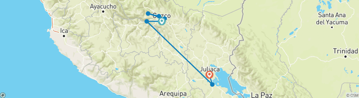 Foto van een kaart met de route van de rondreis