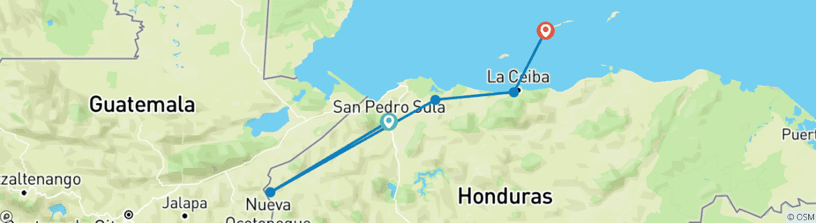 Image d'une carte montrant l'itinéraire du circuit