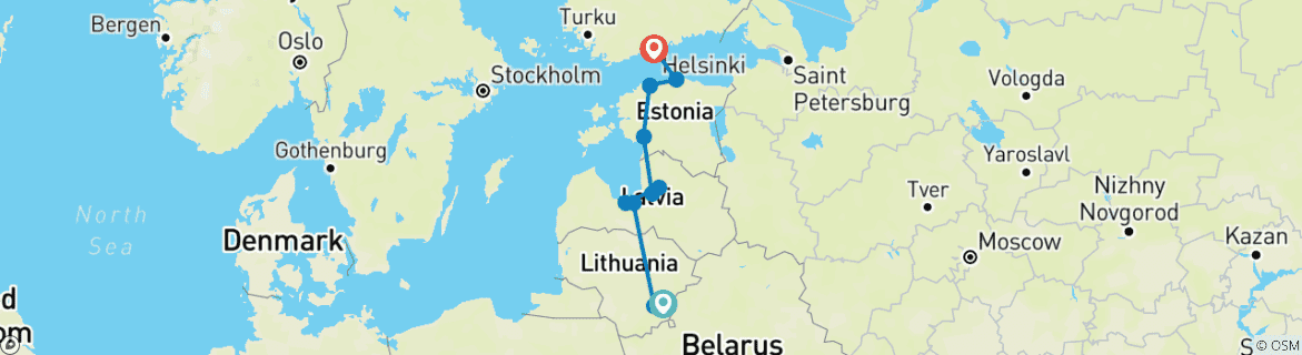 Karte mit der Reiseroute