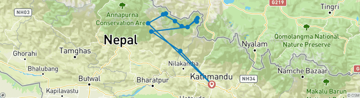 Karte mit der Reiseroute