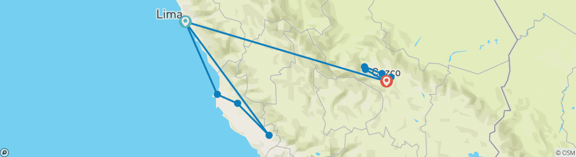 Foto van een kaart met de route van de rondreis