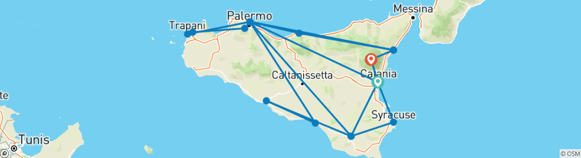 Image d'une carte montrant l'itinéraire du circuit