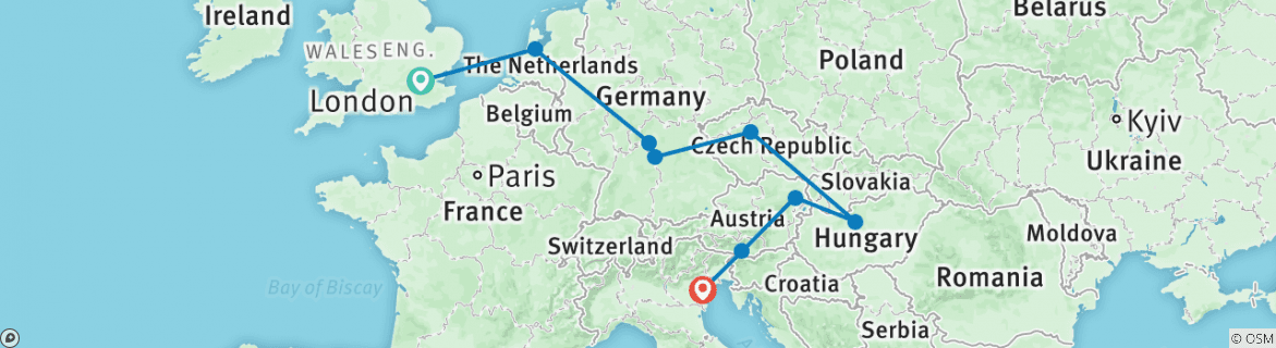Karte mit der Reiseroute