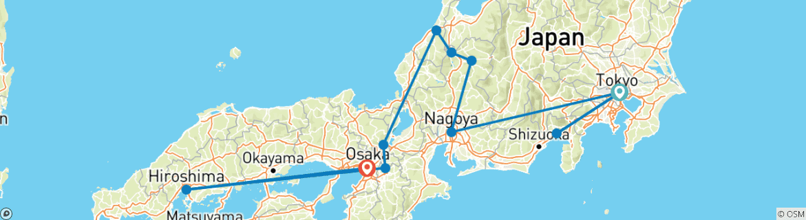 Foto van een kaart met de route van de rondreis