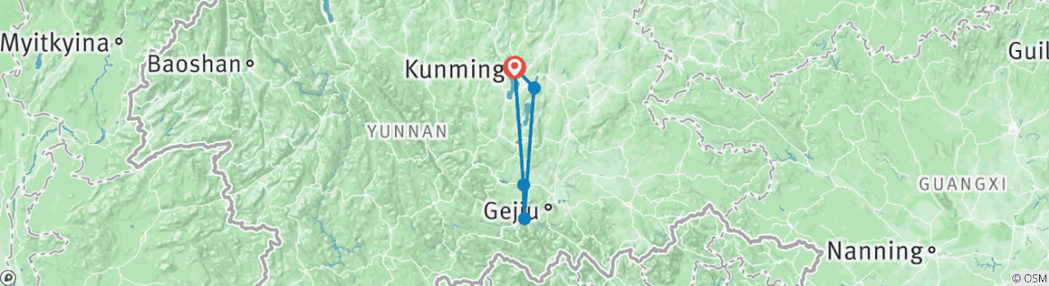 Karte mit der Reiseroute