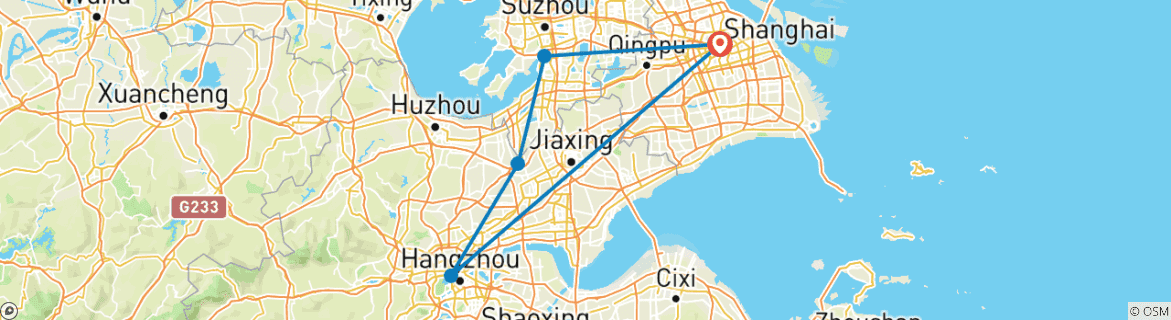 Image d'une carte montrant l'itinéraire du circuit