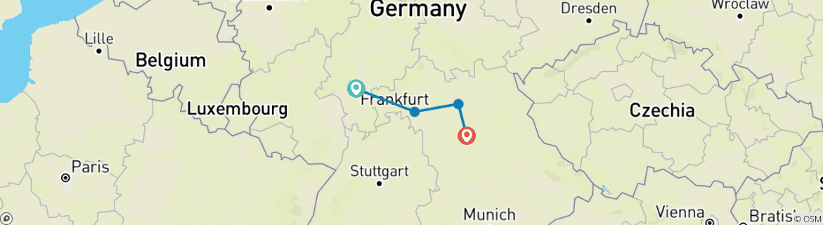 Karte mit der Reiseroute