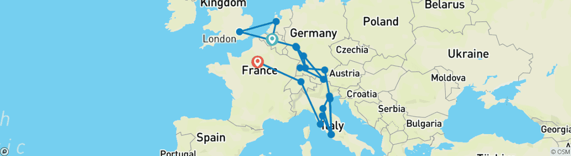 Image d'une carte montrant l'itinéraire du circuit