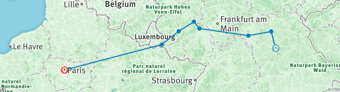 Karte mit der Reiseroute