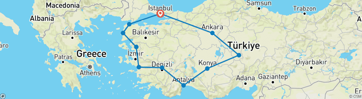 Karte mit der Reiseroute