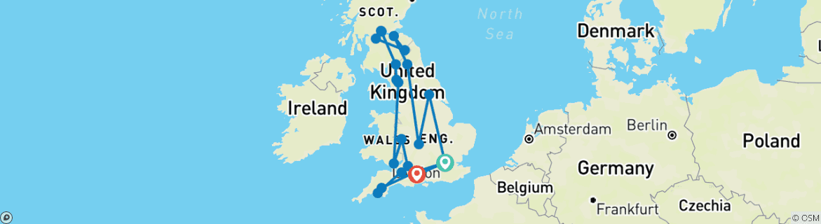 Image d'une carte montrant l'itinéraire du circuit