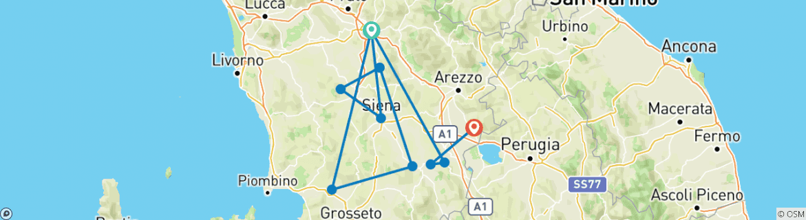 Karte mit der Reiseroute
