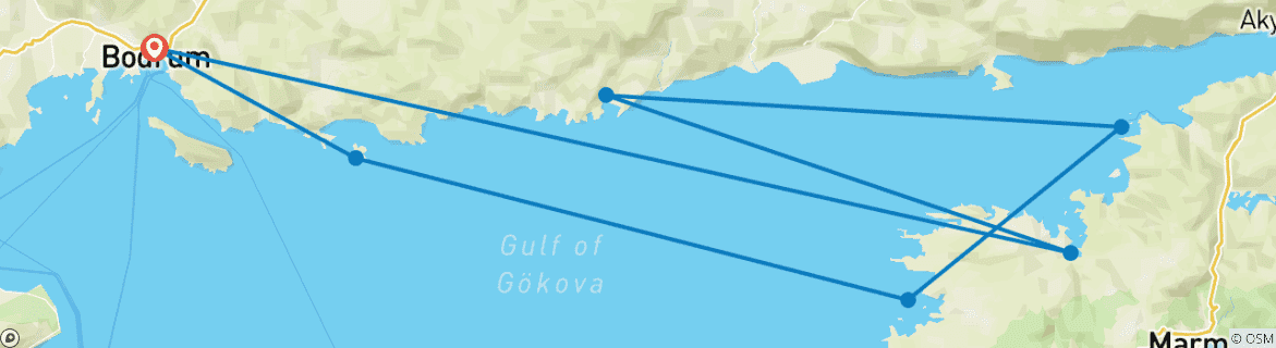 Image d'une carte montrant l'itinéraire du circuit