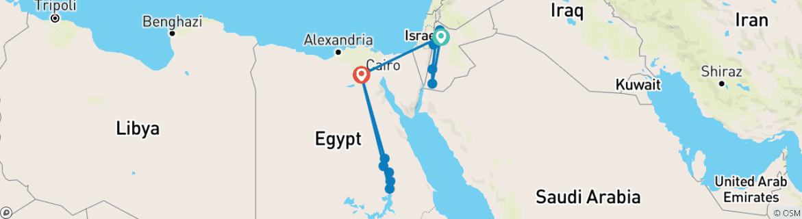 Karte mit der Reiseroute