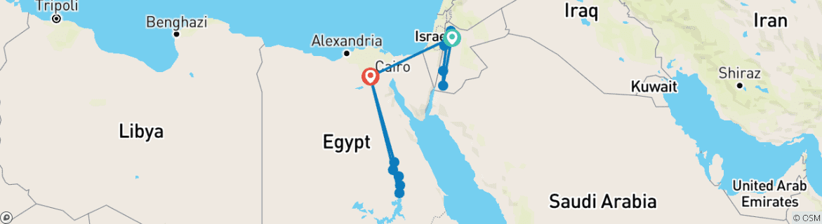 Karte mit der Reiseroute