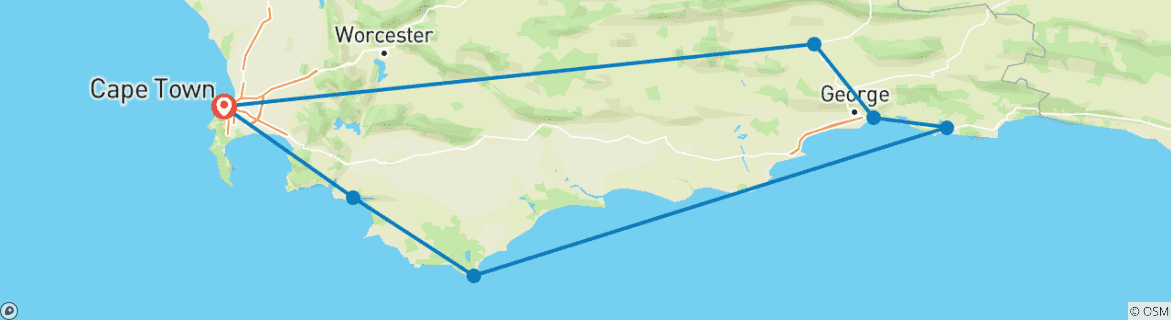 Image d'une carte montrant l'itinéraire du circuit