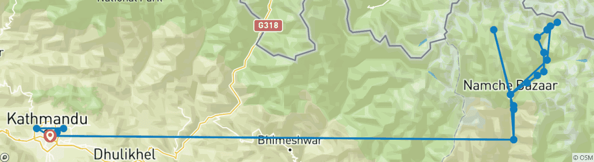 Image d'une carte montrant l'itinéraire du circuit