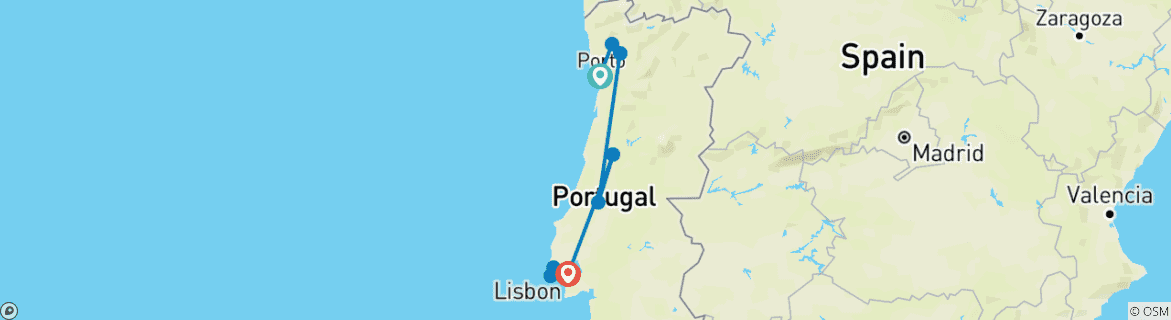 Image d'une carte montrant l'itinéraire du circuit