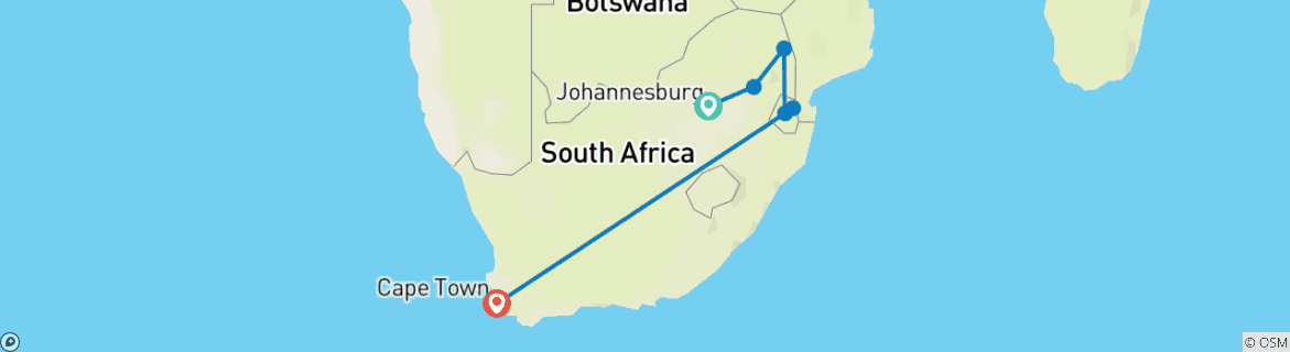 Image d'une carte montrant l'itinéraire du circuit