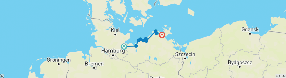 Karte mit der Reiseroute