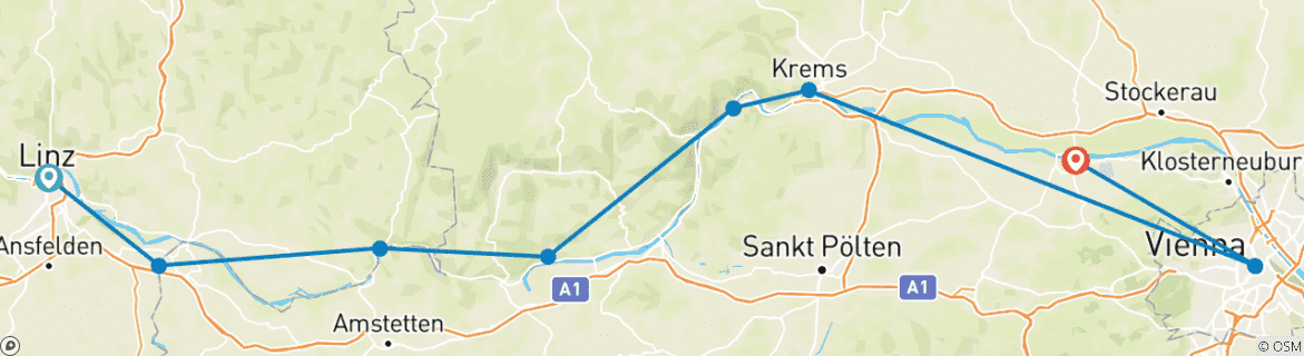 Image d'une carte montrant l'itinéraire du circuit
