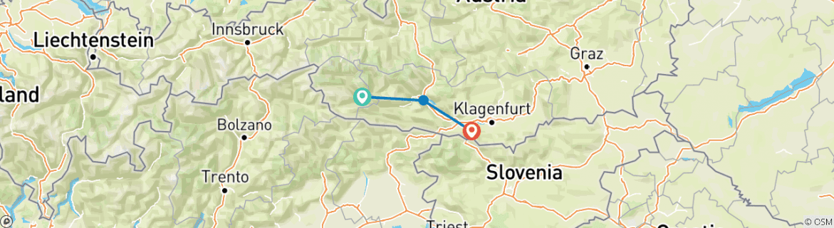 Karte mit der Reiseroute