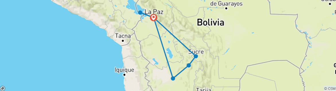 Foto van een kaart met de route van de rondreis