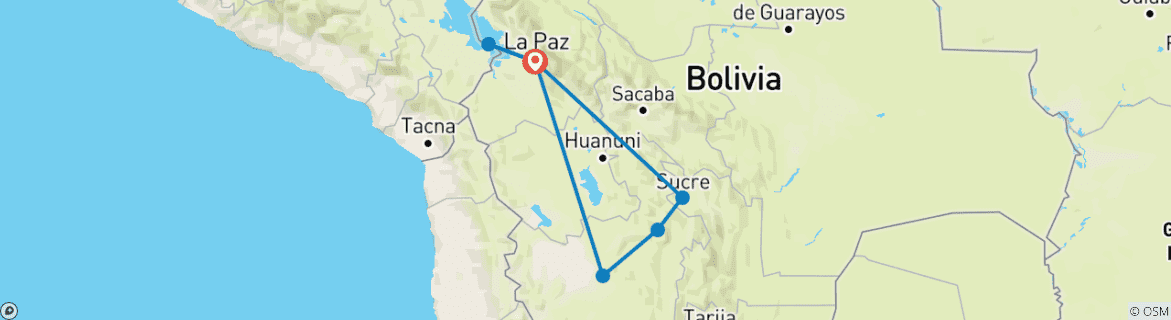 Karte mit der Reiseroute