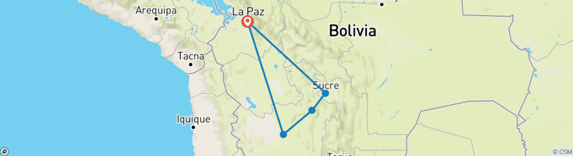 Image d'une carte montrant l'itinéraire du circuit