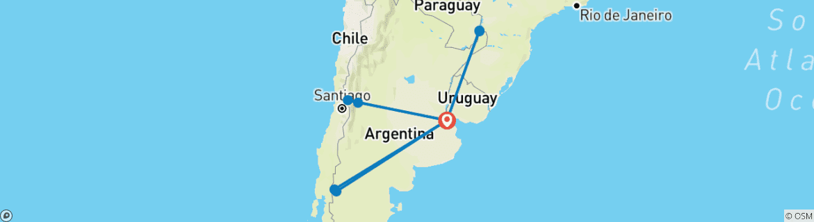 Karte mit der Reiseroute