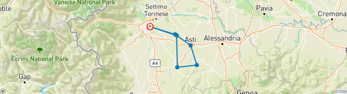 Karte mit der Reiseroute