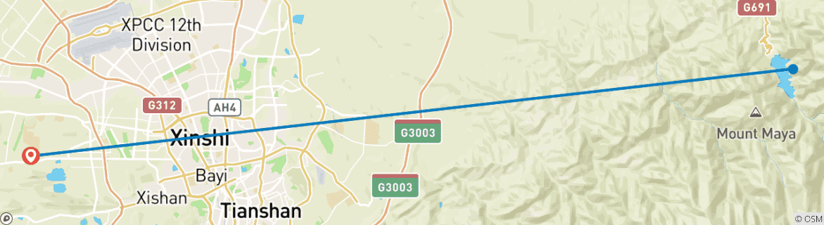 Image d'une carte montrant l'itinéraire du circuit